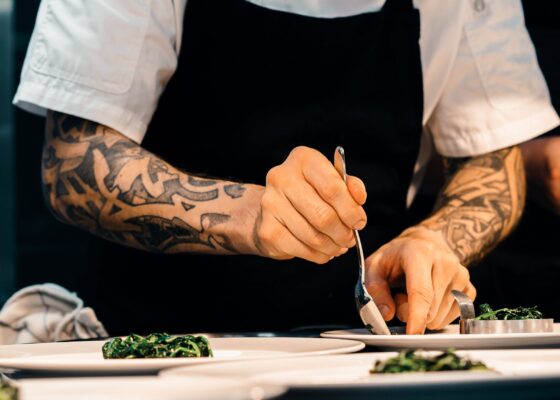 a chef preparing food. learn about the 5 trends shaping the future of care home catering