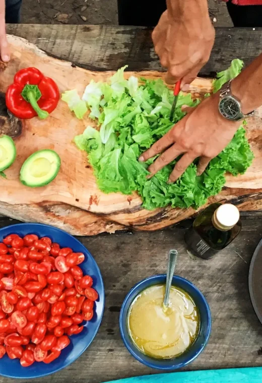 overhead view of bright, fresh food