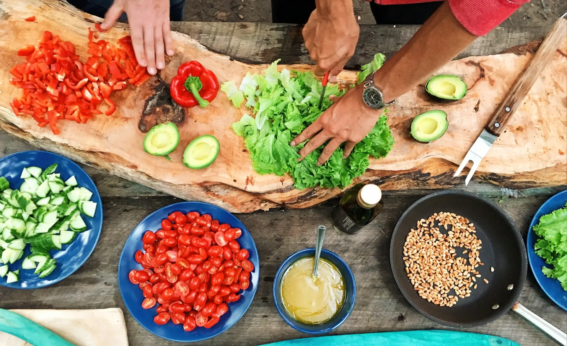 overhead view of bright, fresh food