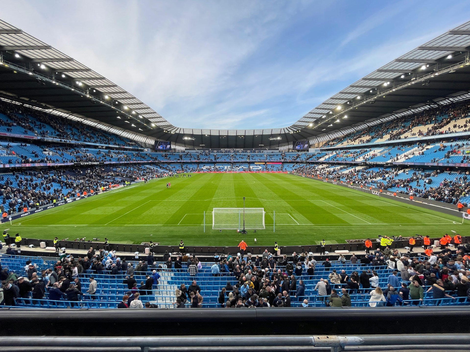 a view of the etihad football stadium